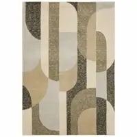 Photo of Brown And Ivory Geometric Power Loom Area Rug
