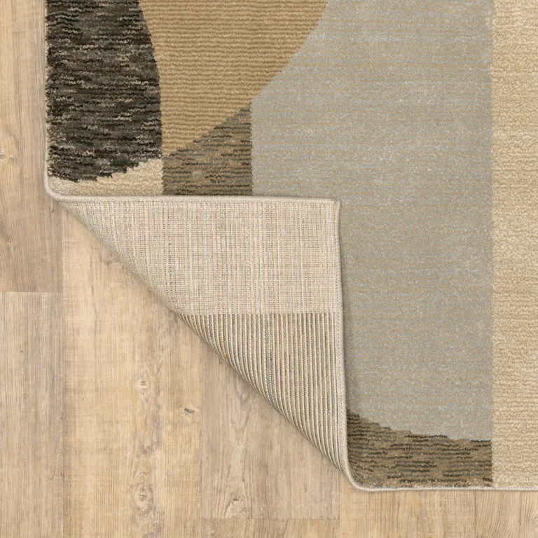 Brown And Ivory Geometric Power Loom Area Rug Photo 5