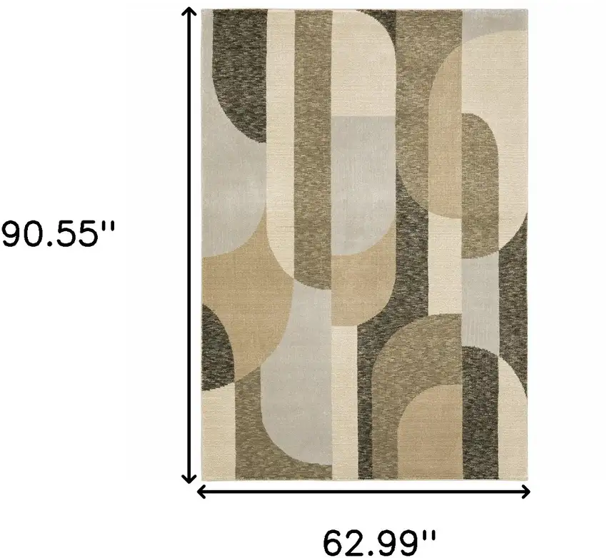 Brown And Ivory Geometric Power Loom Area Rug Photo 8