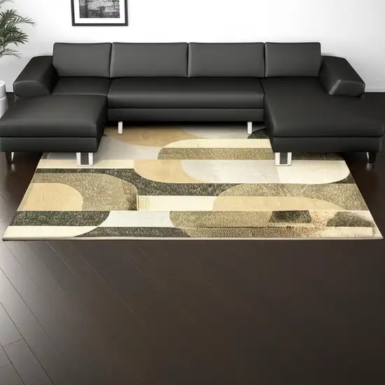Brown and Ivory Geometric Power Loom Area Rug Photo 1