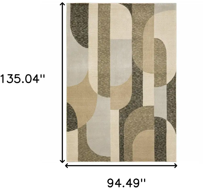 Brown And Ivory Geometric Power Loom Area Rug Photo 8