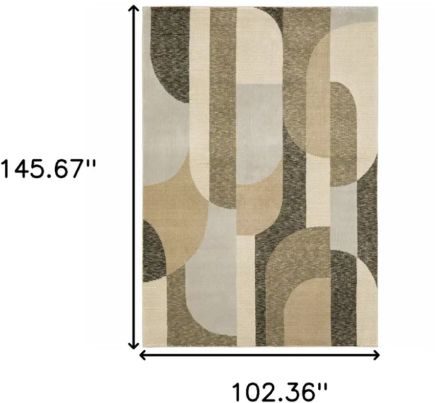Brown And Ivory Geometric Power Loom Area Rug Photo 8