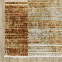 Photo of Brown And Ivory Geometric Power Loom Runner Rug With Fringe