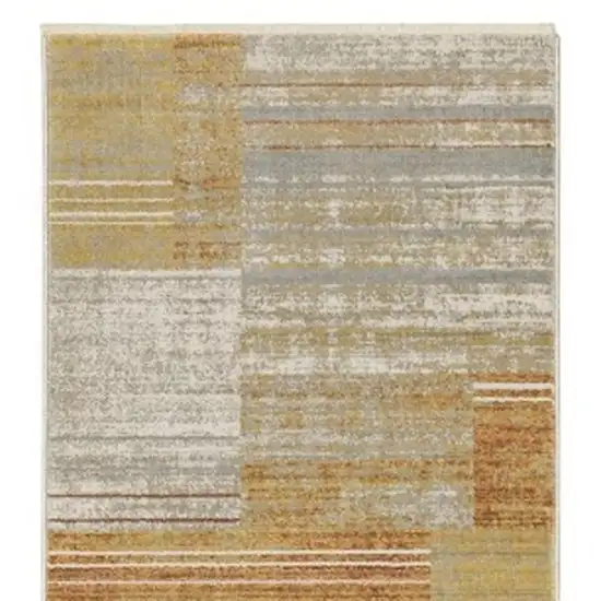 2' X 8' Brown And Ivory Geometric Power Loom Runner Rug With Fringe Photo 4