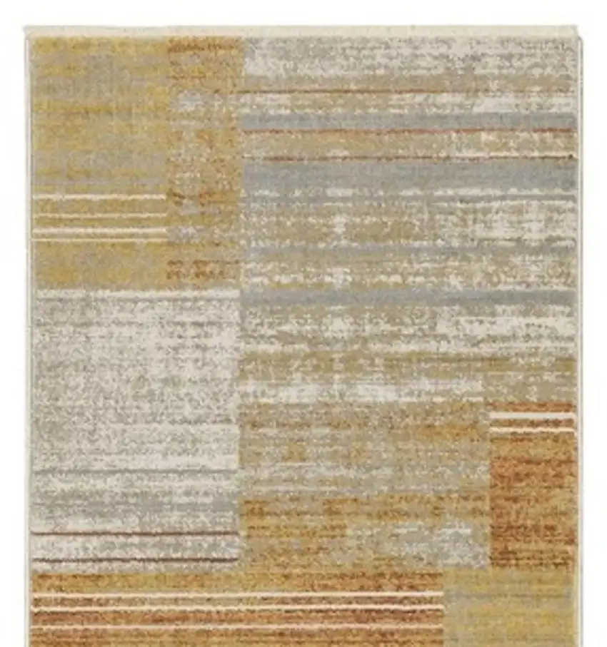 2' X 8' Brown And Ivory Geometric Power Loom Runner Rug With Fringe Photo 4