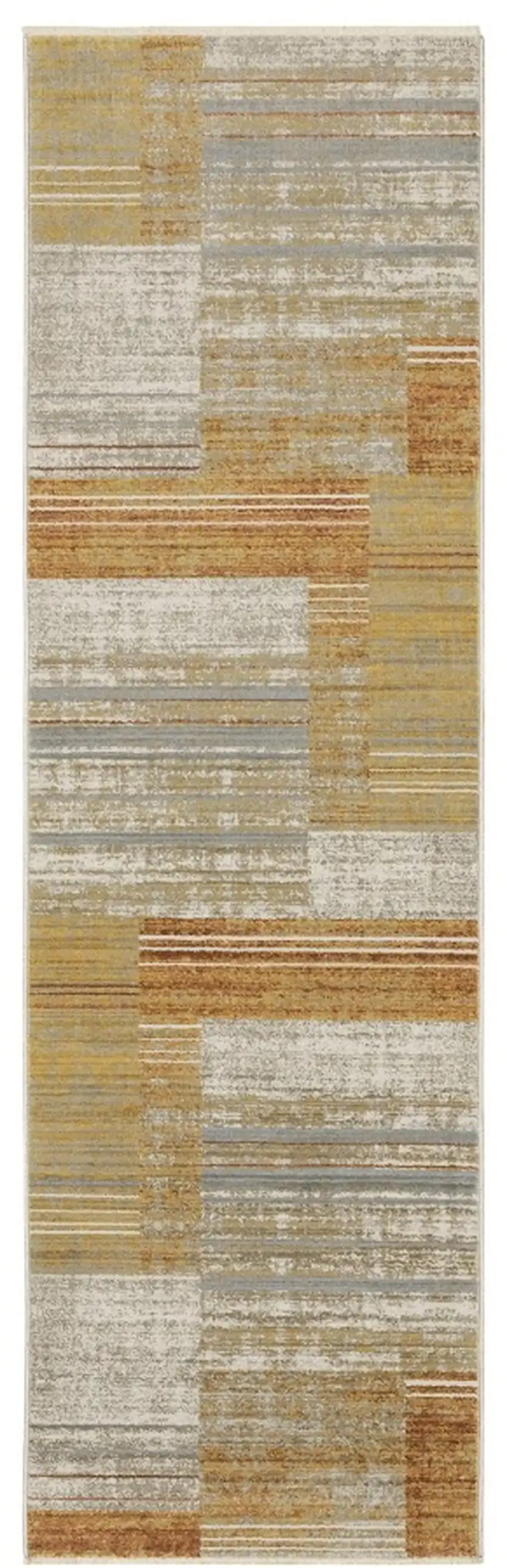 2' X 8' Brown And Ivory Geometric Power Loom Runner Rug With Fringe Photo 1