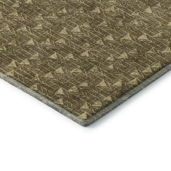 Brown And Ivory Geometric Washable Area Rug With UV Protection Photo 8