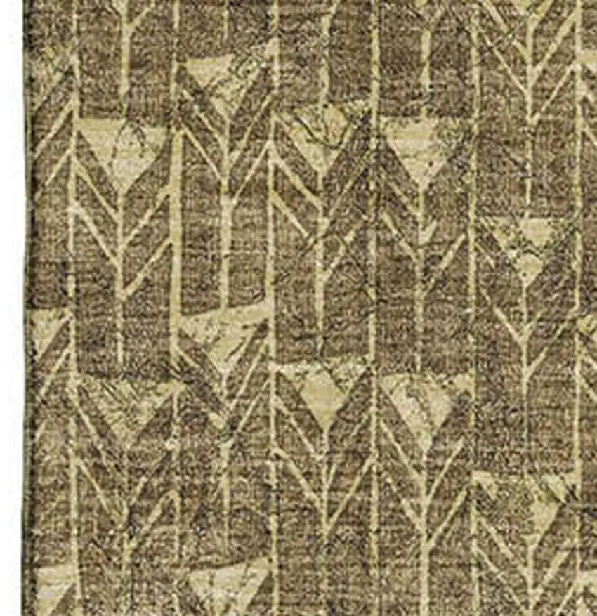 Brown And Ivory Geometric Washable Area Rug With UV Protection Photo 3