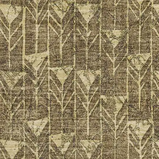 Brown And Ivory Geometric Washable Area Rug With UV Protection Photo 3