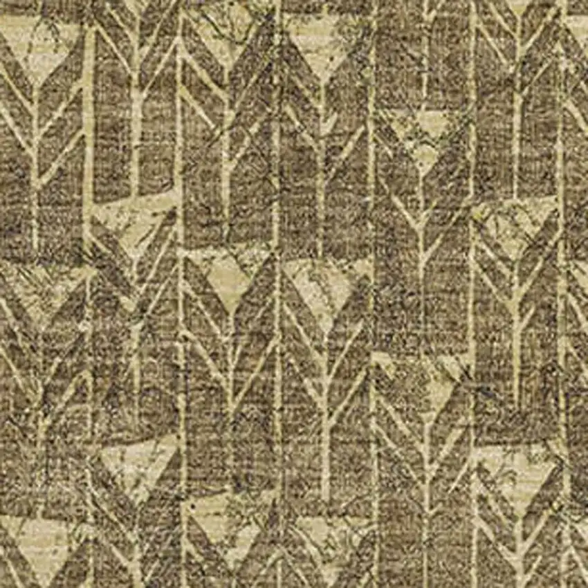 Brown And Ivory Geometric Washable Area Rug With UV Protection Photo 3