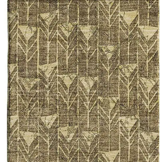 Brown And Ivory Geometric Washable Area Rug With UV Protection Photo 4
