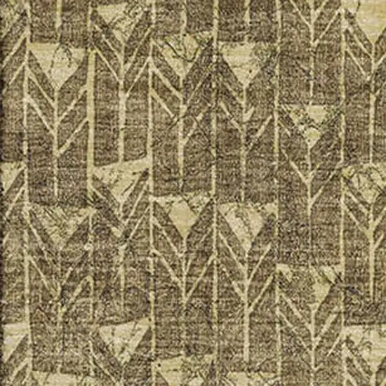 Brown And Ivory Geometric Washable Area Rug With UV Protection Photo 3