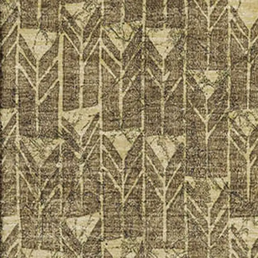 Brown And Ivory Geometric Washable Area Rug With UV Protection Photo 3