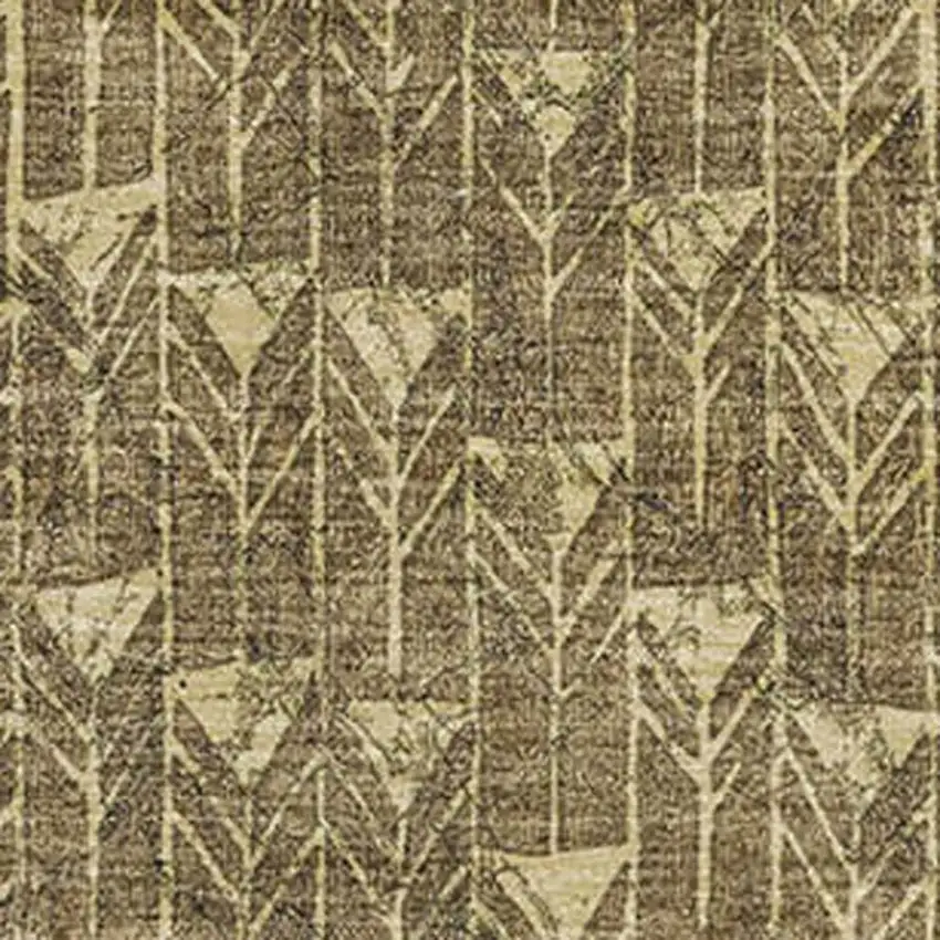 Brown And Ivory Geometric Washable Area Rug With UV Protection Photo 3