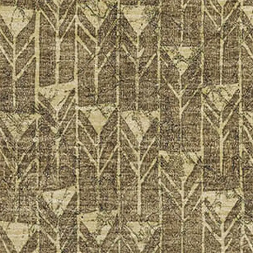 Brown And Ivory Geometric Washable Area Rug With UV Protection Photo 3