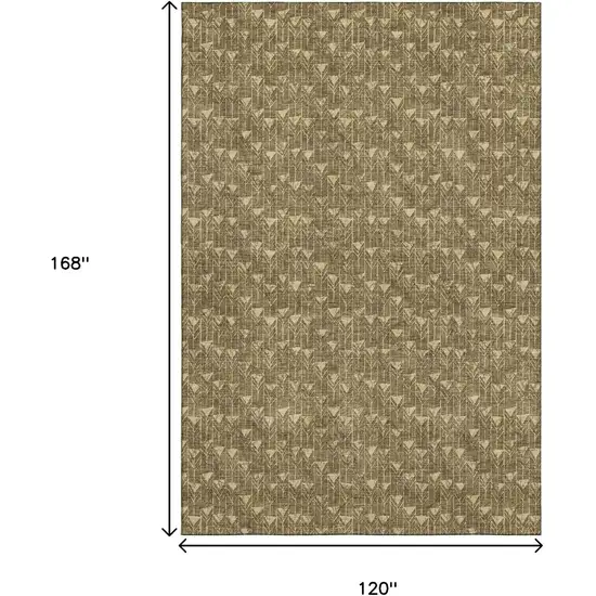 Brown And Ivory Geometric Washable Area Rug With UV Protection Photo 3