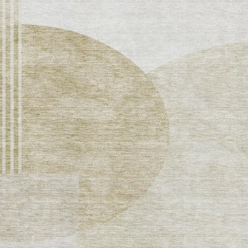 Brown And Ivory Geometric Washable Area Rug With UV Protection Photo 3