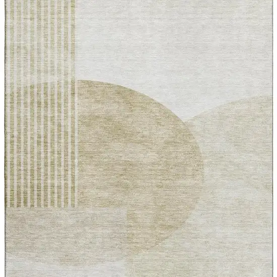 Brown And Ivory Geometric Washable Area Rug With UV Protection Photo 7