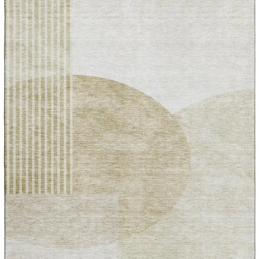 Brown And Ivory Geometric Washable Area Rug With UV Protection Photo 7