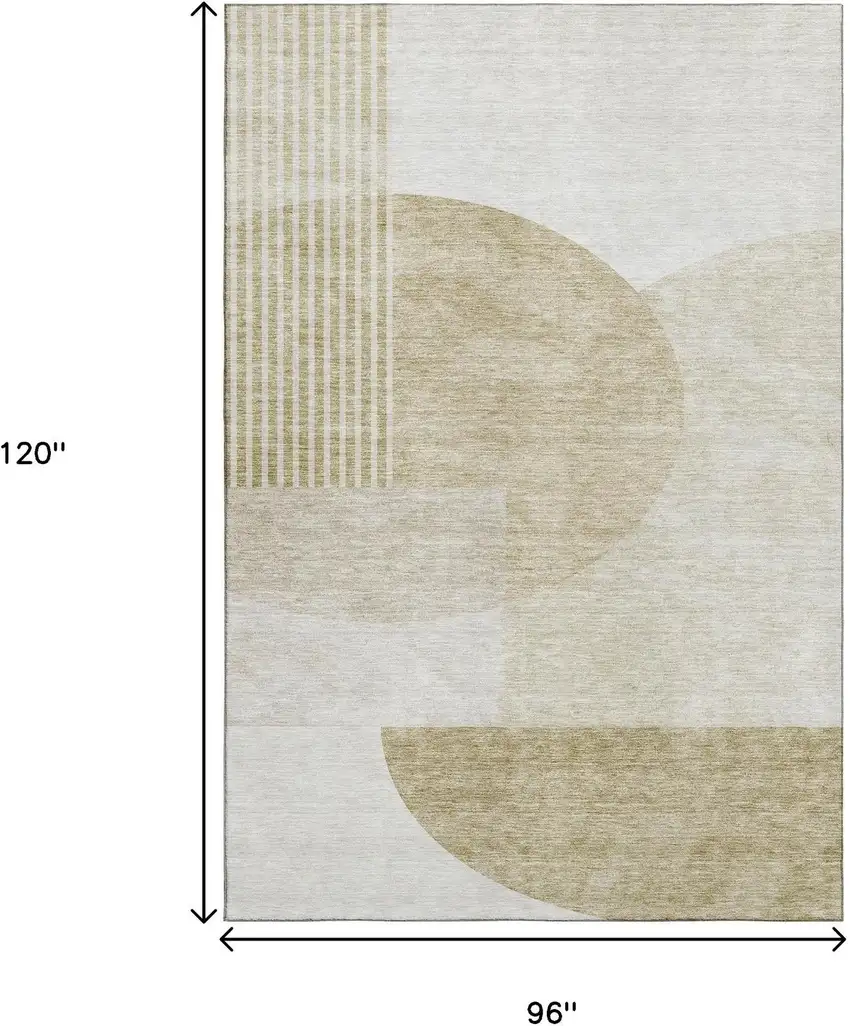 Brown And Ivory Geometric Washable Area Rug With UV Protection Photo 4