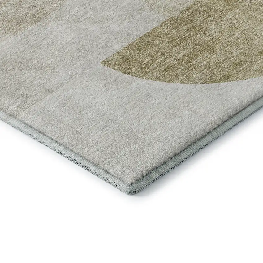 Brown And Ivory Geometric Washable Area Rug With UV Protection Photo 8