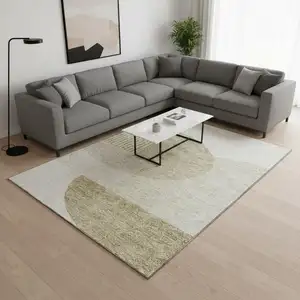 Photo of Brown And Ivory Geometric Washable Area Rug With UV Protection