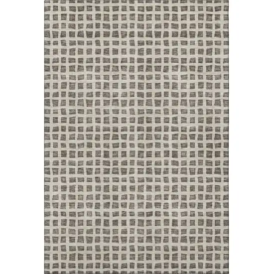 Brown And Ivory Geometric Washable Area Rug With UV Protection Photo 4