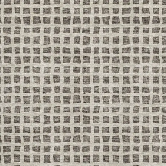 Brown And Ivory Geometric Washable Area Rug With UV Protection Photo 3