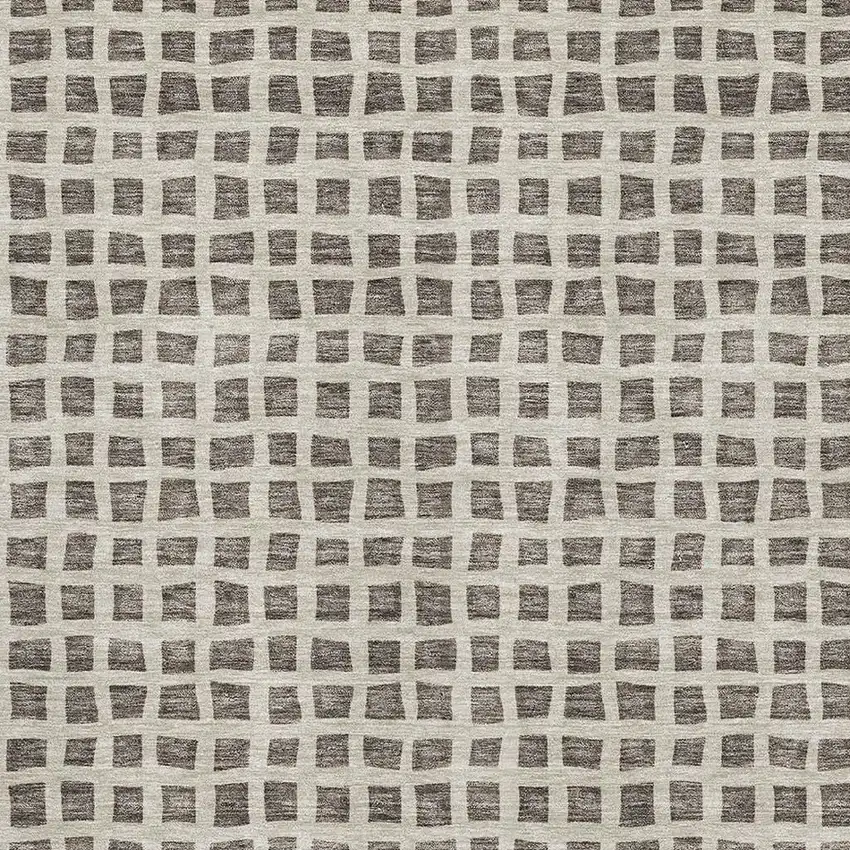 Brown And Ivory Geometric Washable Area Rug With UV Protection Photo 3