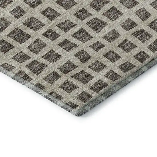 Brown And Ivory Geometric Washable Area Rug With UV Protection Photo 8