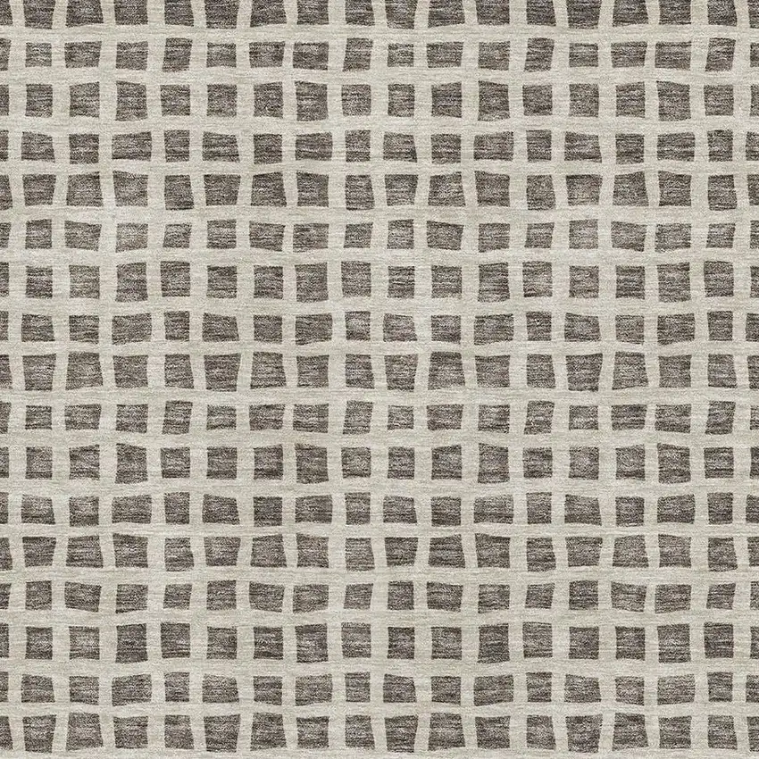 Brown And Ivory Geometric Washable Area Rug With UV Protection Photo 3