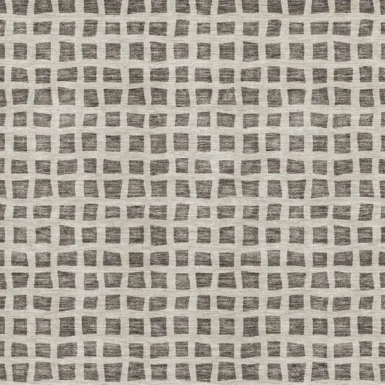 Brown And Ivory Geometric Washable Area Rug With UV Protection Photo 3