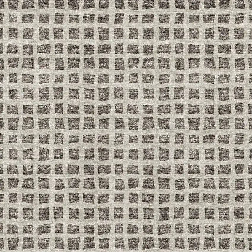 Brown And Ivory Geometric Washable Area Rug With UV Protection Photo 3