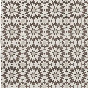 Photo of Brown And Ivory Geometric Washable Area Rug With UV Protection