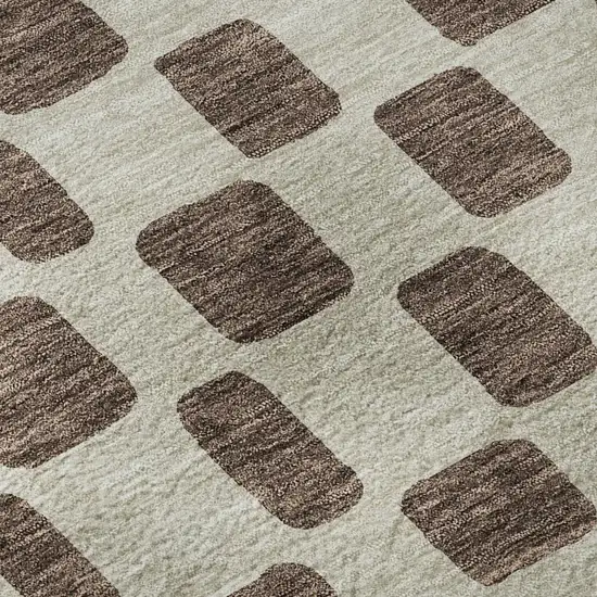 Brown And Ivory Geometric Washable Area Rug With UV Protection Photo 7