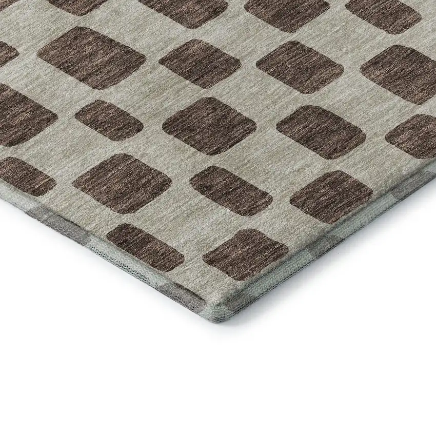 Brown And Ivory Geometric Washable Area Rug With UV Protection Photo 8