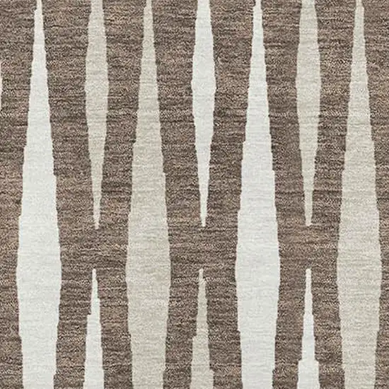 Brown And Ivory Geometric Washable Area Rug With UV Protection Photo 3