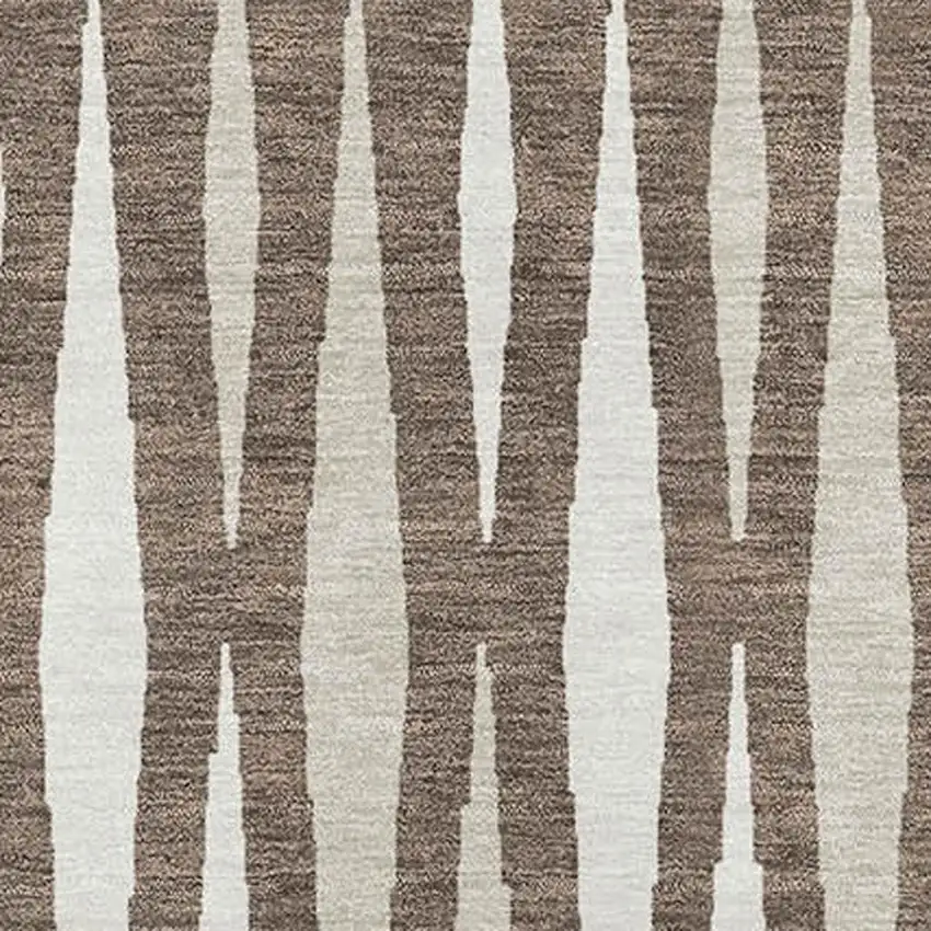 Brown And Ivory Geometric Washable Area Rug With UV Protection Photo 3