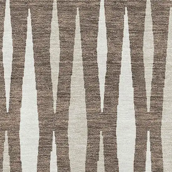 Brown And Ivory Geometric Washable Area Rug With UV Protection Photo 3