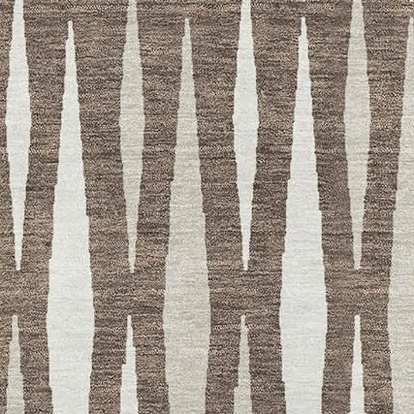 Brown And Ivory Geometric Washable Area Rug With UV Protection Photo 3