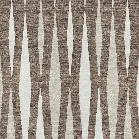 Brown And Ivory Geometric Washable Area Rug With UV Protection Photo 4