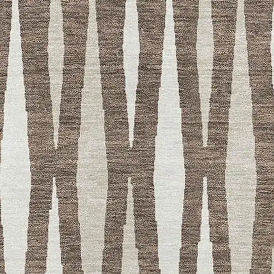 Brown And Ivory Geometric Washable Area Rug With UV Protection Photo 3