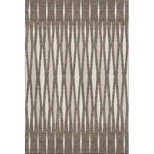 Photo of Brown And Ivory Geometric Washable Area Rug With UV Protection