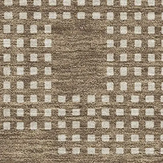 Brown And Ivory Geometric Washable Area Rug With UV Protection Photo 3