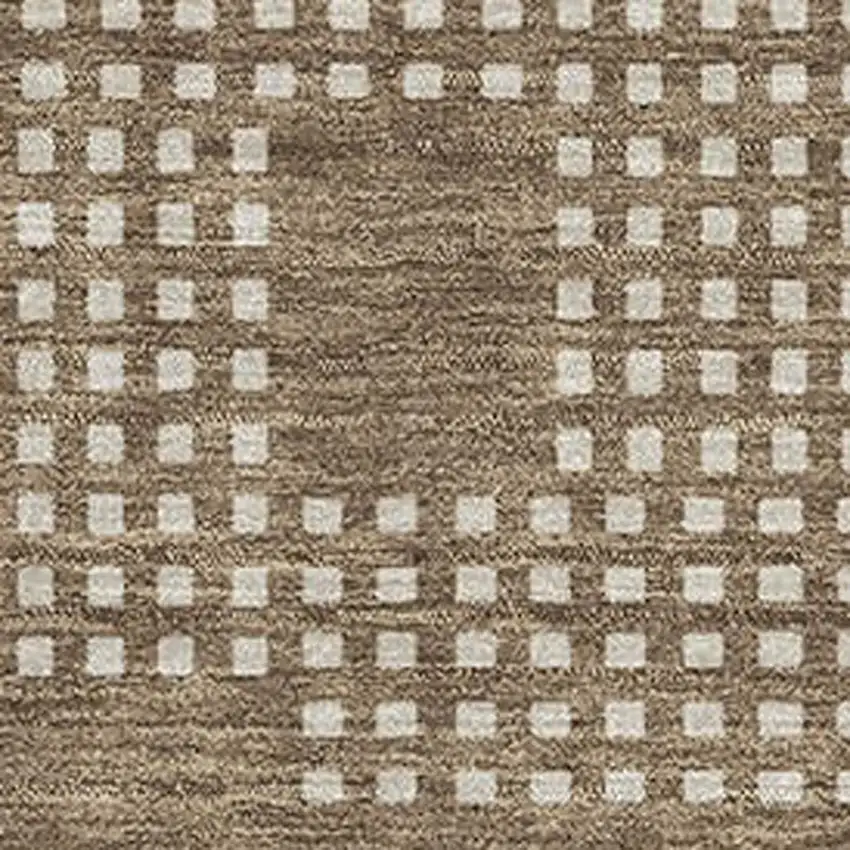 Brown And Ivory Geometric Washable Area Rug With UV Protection Photo 3