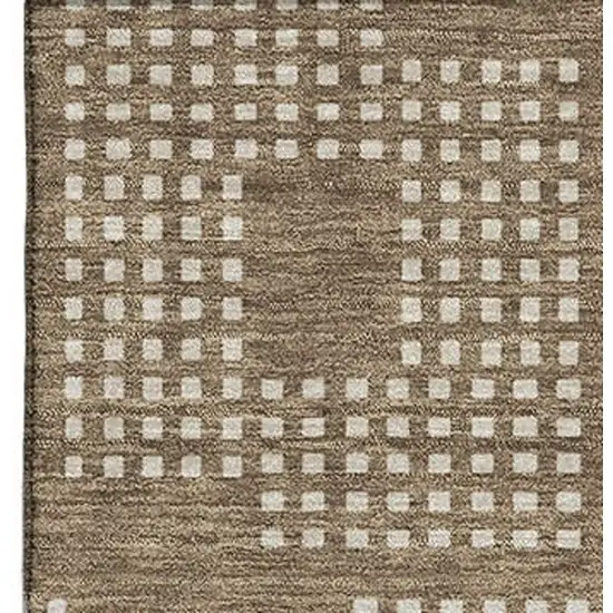 Brown And Ivory Geometric Washable Area Rug With UV Protection Photo 3