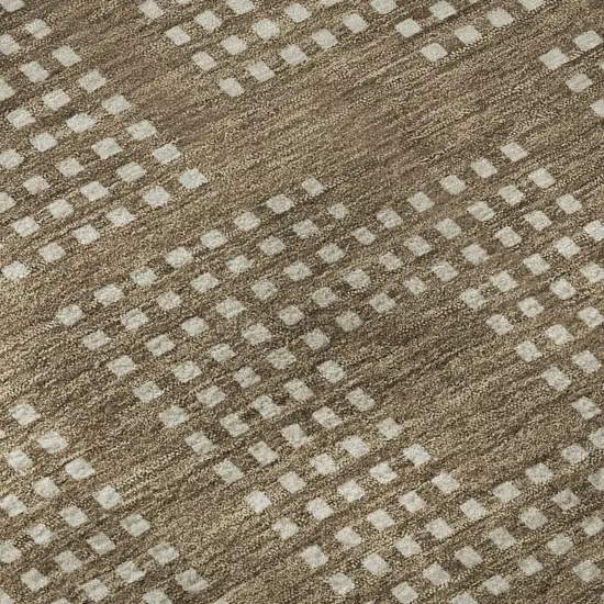 Brown And Ivory Geometric Washable Area Rug With UV Protection Photo 9