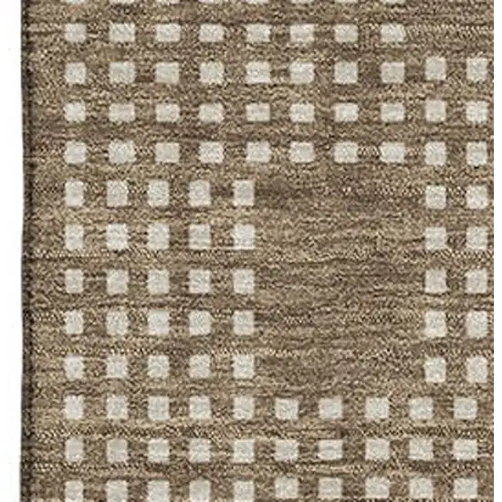 Brown And Ivory Geometric Washable Area Rug With UV Protection Photo 3