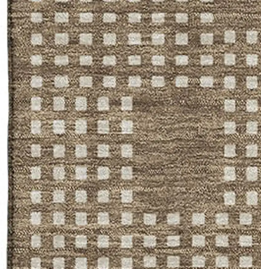 Brown And Ivory Geometric Washable Area Rug With UV Protection Photo 3