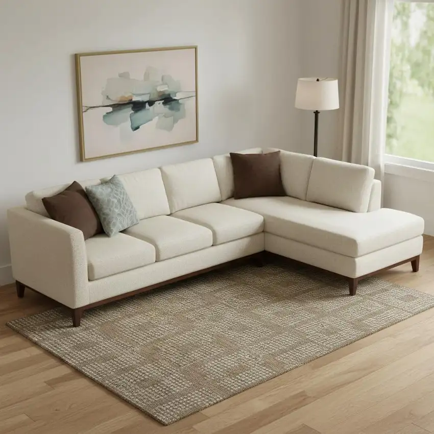 Brown And Ivory Geometric Washable Area Rug With UV Protection Photo 1